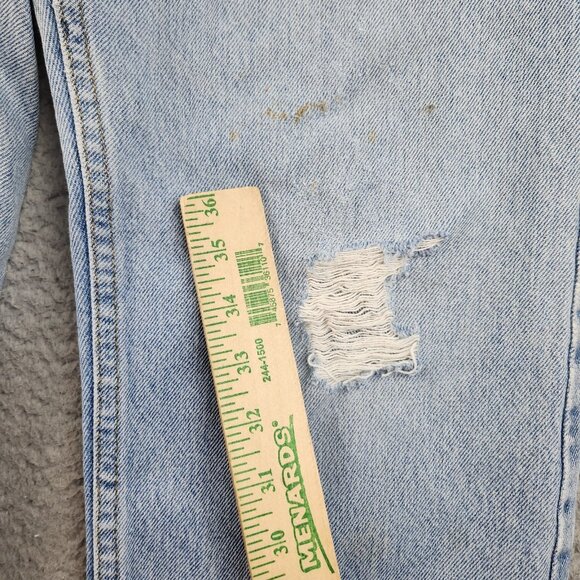 Men's 34x32 Regular Fit Blue Jeans Lee Light Wash Distressed Y2K Workwear Pants - Picture 8 of 13